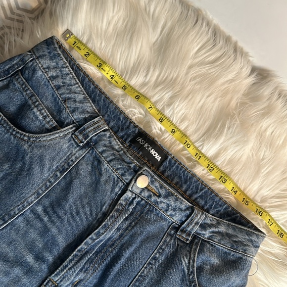 Fashion Nova cargo wide leg denim jeans sz 13 NWOT - Picture 9 of 14